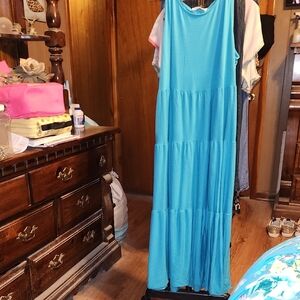 Blue Sleeveless Maxi Dress